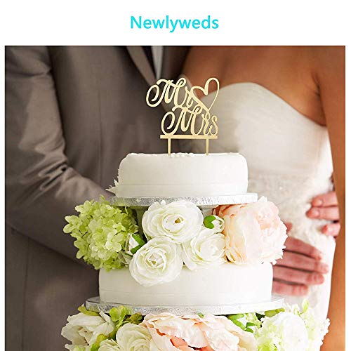 NvWang Cake Topper,Topper para Tartas Mr y Mrs Cake Topper de Madera de Boda Decoración de Tarta de Fiesta
