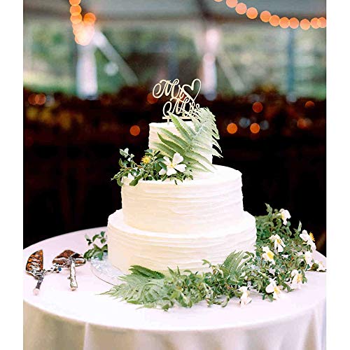 NvWang Cake Topper,Topper para Tartas Mr y Mrs Cake Topper de Madera de Boda Decoración de Tarta de Fiesta