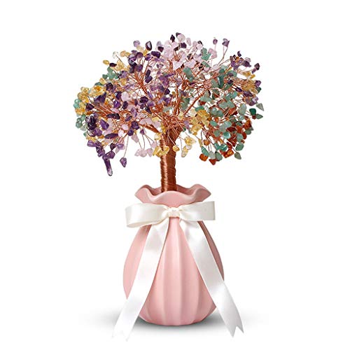NYKK Ornamento de Escritorio Sala de Cristal Árbol Home Living Feng Shui decoración del árbol Bonsai Fortuna árbol del Dinero for la Buena Suerte artesanías decoración (Color : B)