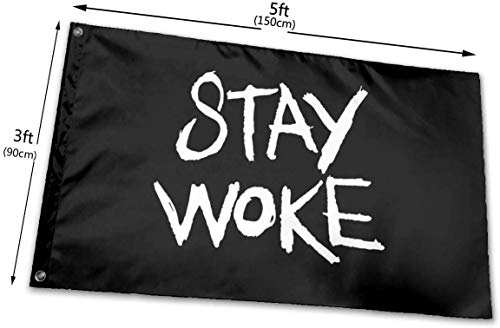 Oaqueen Banderas, Stay Woke Decorative Bandera del Jardin, Outdoor Artificial Flag for Home, Garden Yard Decorations 3x5 Ft