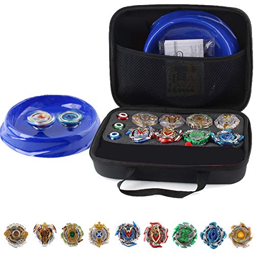 OBEST Conjunto de Peonzas Juguetes con Bolsa Portátil, 8 Gyros y 2 Turbo Lanzador Set, con Placa de Combate, Spinner Tops para Niños