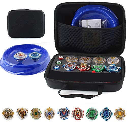 OBEST Conjunto de Peonzas Juguetes con Bolsa Portátil, 8 Gyros y 2 Turbo Lanzador Set, con Placa de Combate, Spinner Tops para Niños