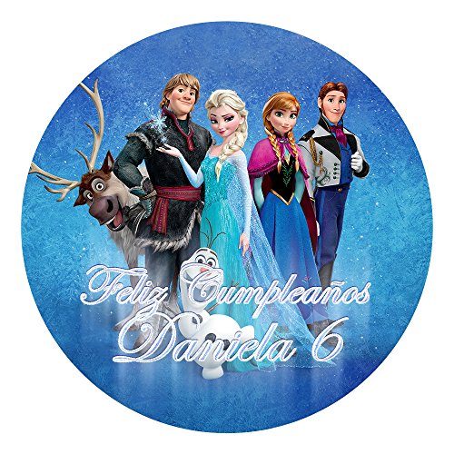 OBLEA de Papel de azúcar Personalizada, 19 cm, diseño de Disney Frozen Azul