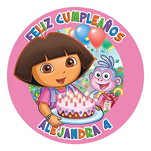 OBLEA de Papel de azúcar Personalizada, 19 cm, diseño de Dora Exploradora