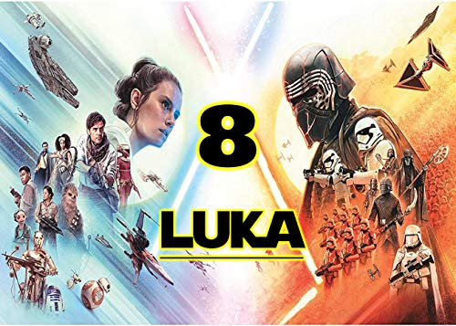 OBLEA de Star Wars Personalizada con Nombre y Edad para Pastel o Tarta, Especial para cumpleaños, Medida Rectangular de 28x20cm
