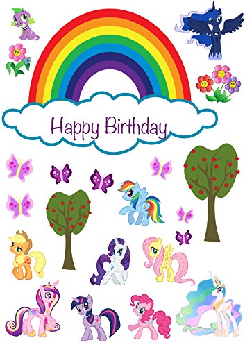 Obleas para decoración de tartas, diseño de My Little Pony, para cumpleaños
