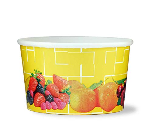 Octopus 200 tarrinas de Helado, tarrina de Papel para Helado o tarrina para Fruta con 260 ml de Volumen de llenado, para Dos Bolas de Helado