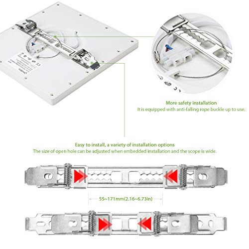 Oeegoo 18W Led Lámpara de techo Cuadrado, 1530lm Plafón Led luz de techo ultra delgado1.3cm, para Dormitorio Cocina Sala de estar Comedor Balcón Pasillo Blanco Natural 4000K