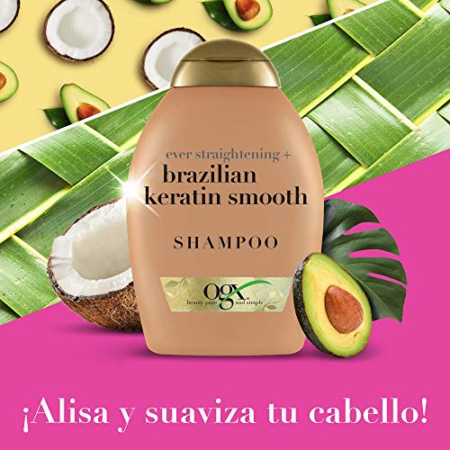 OGX, Champú Keratina Brasileña, Cabellos Ondulados o Rizados 385 ml