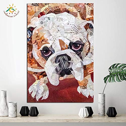 oioiu Colorido Lindo Bulldog Pop Print Art Pintura de Pared Cartel Retro Lienzo impresión decoración nórdica para Dormitorio Pasillo Sala de Estar Pintura de Pared sin Marco