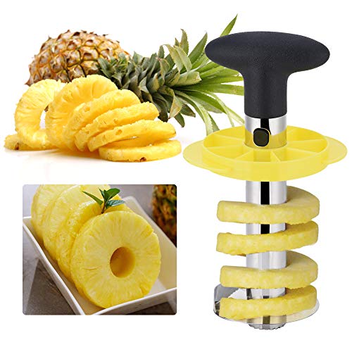 OITUGG Cortador de Piña y Corer de Piña, Herramientas de Piña 3 en 1 de Acero Inoxidable, 1 Rebanador de Fruta y 8 Horquillas de Fruta como Bonificación by (Black)