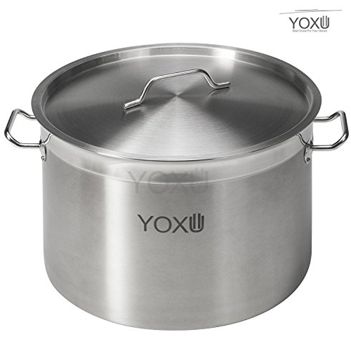 Olla con tapa acero inoxidable 18/10 Cocina Catering Restaurante AISI 304 (diámetro 35 cm y altura 24 cm)