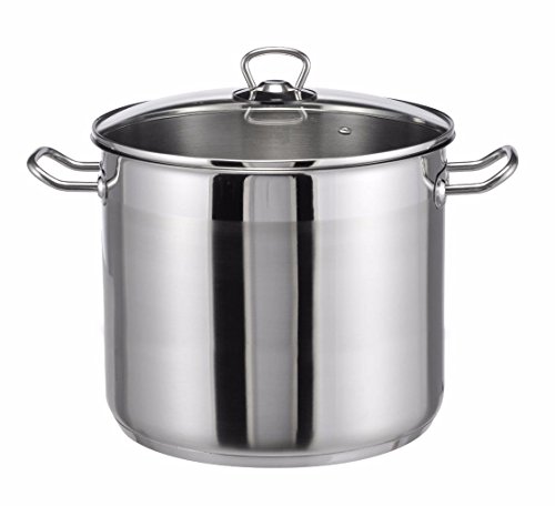 Olla de cocina de acero inoxidable de 20 litros de gran profundidad, tapa de cristal para inducción
