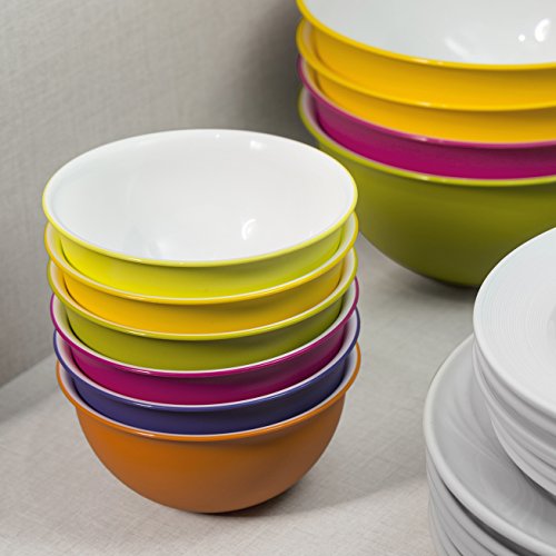 Omada Design Ensaladera de 3.5 litros, Medidas: 26.5 x h 12 cm Blanco interior, coloreado en el exterior, en plástico y antibacteriano , Adecuado para MICROONDAS e irrompible, para cocina, línea de desinfección