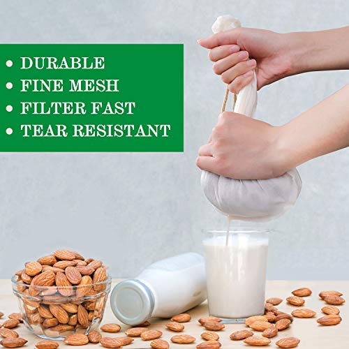 Ommani 3 pcs Bolsa de Leche de Nuez Hecho de Cáñamo Natural Filtro para Hacer Leche Vegetal Vegana Bolsa Colador de Leche de Almendras y Batidos de Frutas Telas Filtrantes Reutilizable