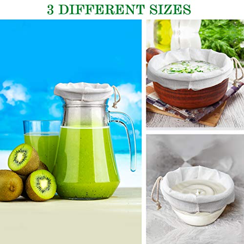 Ommani 3 pcs Bolsa de Leche de Nuez Hecho de Cáñamo Natural Filtro para Hacer Leche Vegetal Vegana Bolsa Colador de Leche de Almendras y Batidos de Frutas Telas Filtrantes Reutilizable