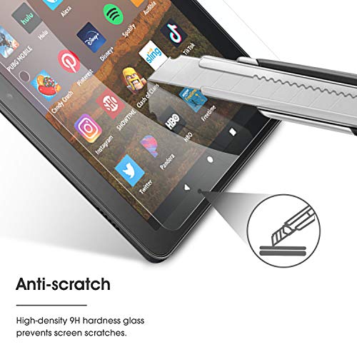 OMOTON Protector de pantalla de vidrio templado para Fire HD 8.9H dureza, anti-arañazos, anti-aceite, anti-burbujas.