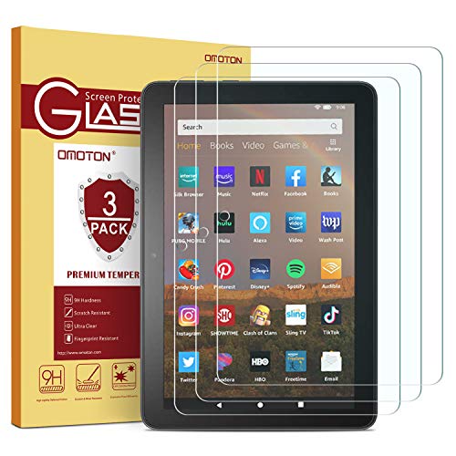OMOTON Protector de pantalla de vidrio templado para Fire HD 8.9H dureza, anti-arañazos, anti-aceite, anti-burbujas.