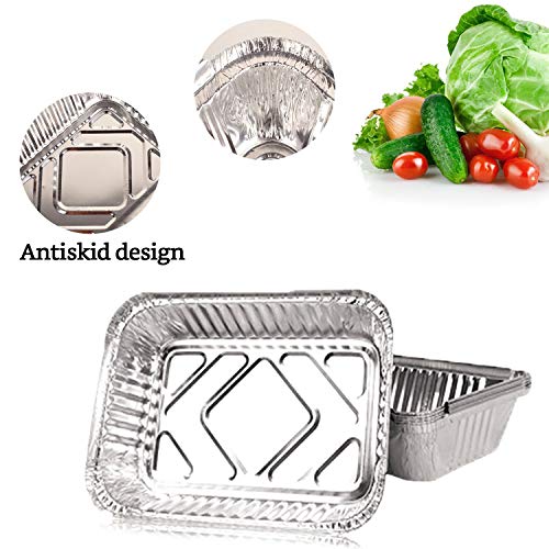 OMZGXGOD 25 Bandejas de Aluminio Desechables, Hornear, Asar y Cocinar, Bandejas De Papel Aluminio para Hornear 19,8 cm x 11,3 cm x 4,5 cm / 650ml,Seguro de Usar en Horno