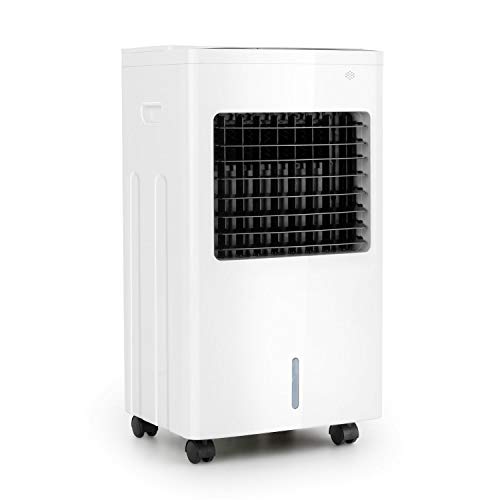 Oneconcept Freeze Me - Enfriador de Aire 3 en 1, Ventilador, Humidificador de Aire, 75 W, Caudal de 400 m³/h, 3 Tipos de Viento, Depósito de Agua 8 L, Función NatureWind, Temporizador, Blanco Floral