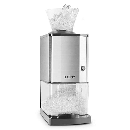 oneConcept Icebreaker Silver Edition - Trituradora de hielo, Rompehielo, Picador, Rendimiento 15kg/h, Capacidad 3,5l (1,75kg), Embudo acoplable, Botón de seguridad, Pies de ventosa, Gris