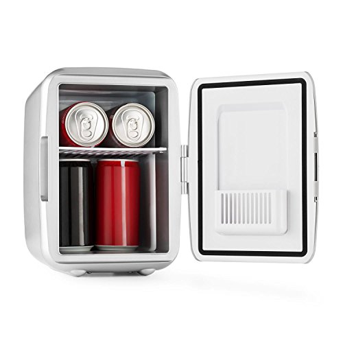 Oneconcept Picknicker Mini Termo Frio Calor (Mini Nevera térmica, Volumen de 4 litros, Certificado eMark, Liviana y asa Plegable, AC, DC, Auto) - Plata