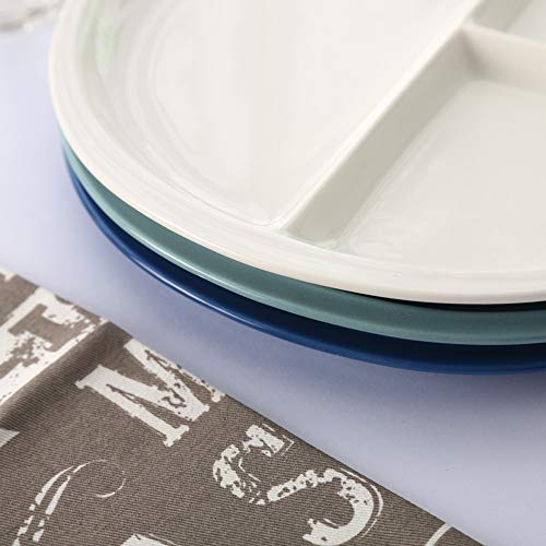 Onepine Plato De Porcelana, Platos Redondo de Porcelana con 3 Compartimentos, Delicado y Elegante