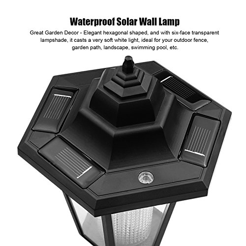 ONEVER Lámpara solar vintage de led para pared en exterior | Lámpara led hexagonal para pared | Decorado de pared | Lámpara para el vallado del jardín | Resistente al agua Luz blanca cálida