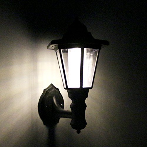 ONEVER Lámpara solar vintage de led para pared en exterior | Lámpara led hexagonal para pared | Decorado de pared | Lámpara para el vallado del jardín | Resistente al agua Luz blanca cálida