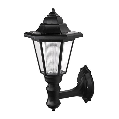 ONEVER Lámpara solar vintage de led para pared en exterior | Lámpara led hexagonal para pared | Decorado de pared | Lámpara para el vallado del jardín | Resistente al agua Luz blanca cálida