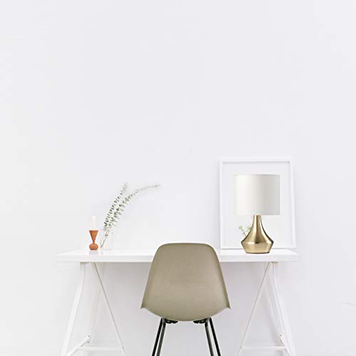 Onli - Lámpara de mesa dorada de metal satinado y pantalla de tela blanca 6 W