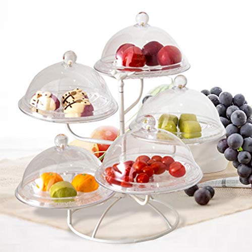 Onlyonehere Frutero de 5 Pisos, Cesta Fruta Redonda, Soporte para Tartas, Bandeja de Tartas de Acero Inoxidable para Colgar, para Conservan Frutas, Verduras, Bocadillos o Pa