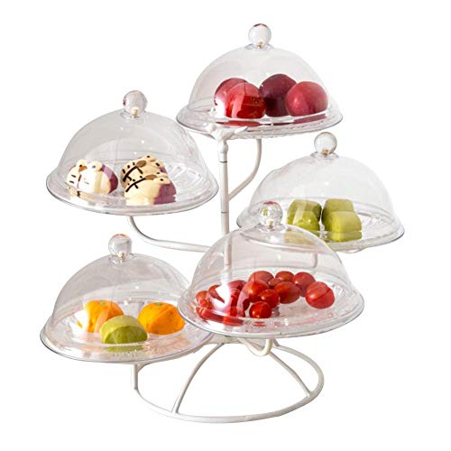 Onlyonehere Frutero de 5 Pisos, Cesta Fruta Redonda, Soporte para Tartas, Bandeja de Tartas de Acero Inoxidable para Colgar, para Conservan Frutas, Verduras, Bocadillos o Pa