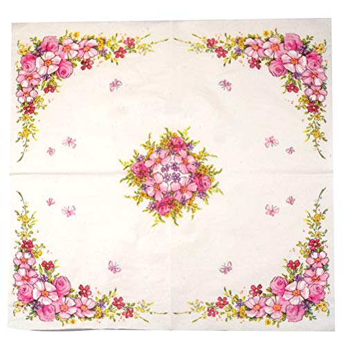 Onsinic 20pcs / Pack Flores Rosas diseño de la Belleza servilletas de Papel Tissue Servilletas Decoupage decoración de Papel Cafe & Party Vajilla