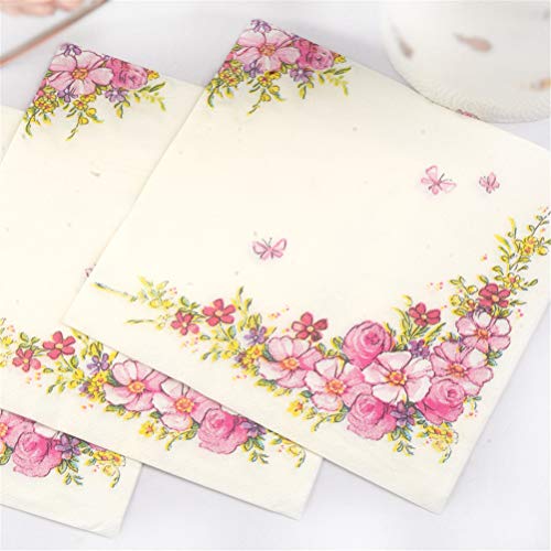 Onsinic 20pcs / Pack Flores Rosas diseño de la Belleza servilletas de Papel Tissue Servilletas Decoupage decoración de Papel Cafe & Party Vajilla