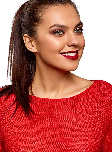oodji Ultra Mujer Jersey Básico de Manga Corta, Rojo, ES 46 / XXL