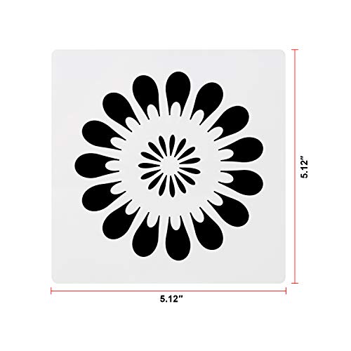 OOTSR 16 piezas conjunto de plantillas de mandala, Plantilla de pintura plástica hueca para pintar sobre madera, piedra, tela, aerógrafo y arte de paredes (5,12 pulgadas)