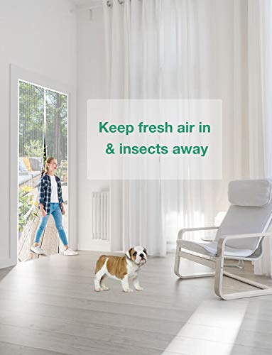 OOWOLF Mosquitera Magnética para Puerta, 100 * 220cm Magnético Corredera Cortina Malla pequeña, Manos Libres, Mosquitera Puerta Magnetica Contra Insectos de Salón, Balcón, Corredor (Blanco)