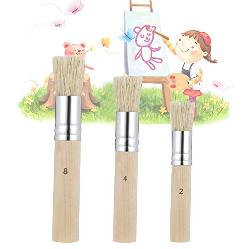 Opopark 6 Piezas Cepillo de Plantilla de Madera, Pinceles de Cerdas Naturales Perfectos para Pintura Acrílica, Pintura al óleo, Pintura de Acuarela