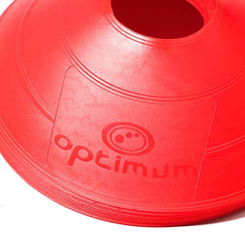 OPTIMUM Marcadores óptimos 50 Unidades, Disco, Conos de Agilidad para Entrenamiento y Deportes, Incluye Soporte, Unisex-Adult, Multicolor, Talla única