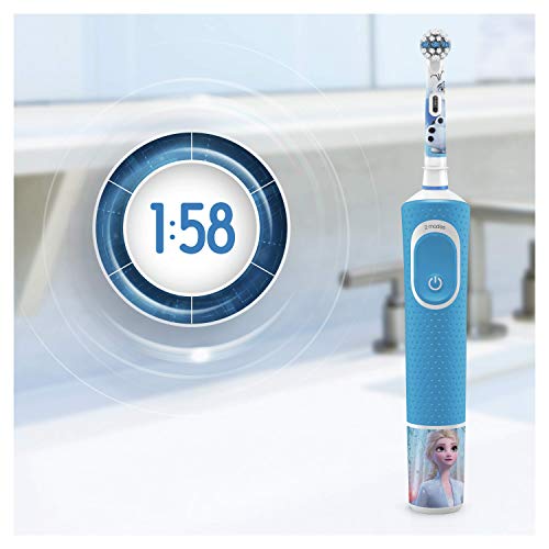 Oral-B Kids - Cepillo Eléctrico Recargable con Tecnología de Braun, 1 Mango de Frozen de Disney, Apto para Niños Mayores de 3 Años