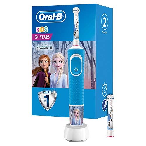 Oral-B Kids - Cepillo Eléctrico Recargable con Tecnología de Braun, 1 Mango de Frozen de Disney, Apto para Niños Mayores de 3 Años