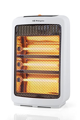 Orbegozo BP 3300 Estufa de Cuarzo, 3 Niveles de Calor, Sistema Antivuelco, Asa de Transporte, 1200 W, Blanco