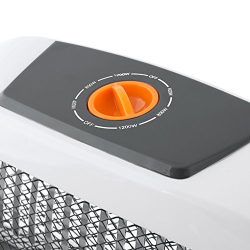 Orbegozo BP 3300 Estufa de Cuarzo, 3 Niveles de Calor, Sistema Antivuelco, Asa de Transporte, 1200 W, Blanco