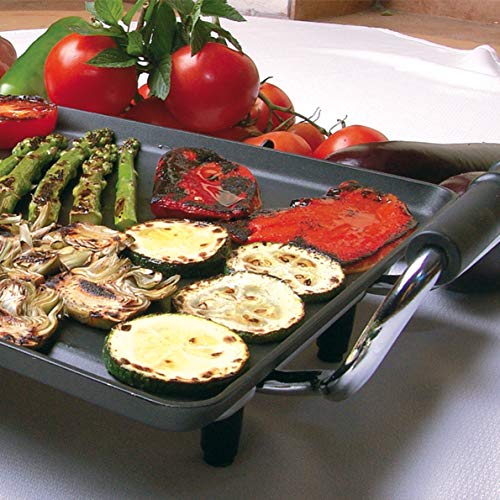 Orbegozo TB 2206 B - Plancha de asar eléctrica, termostato regulable, superficie antiadherente, 1500 W de potencia
