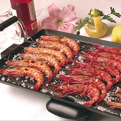 Orbegozo TB 2206 B - Plancha de asar eléctrica, termostato regulable, superficie antiadherente, 1500 W de potencia