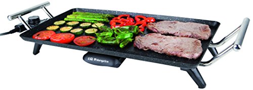 Orbegozo TBC 3500 Tabla de Asado, Revestimiento Cerámico, Termostato Regulable, Asas Tacto Frío, Bandeja Antigoteo, 2400 W, 2500 W, Negro