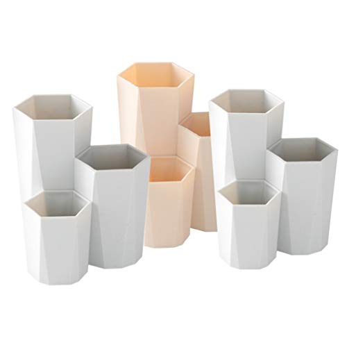 Organizador de brochas de maquillaje Toyvian, organizador de cosméticos, soporte para lápices, color blanco
