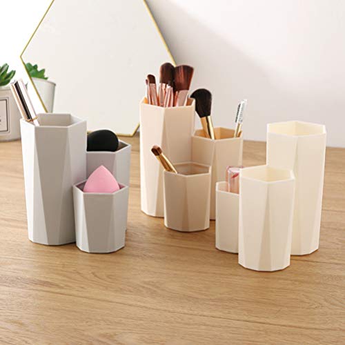 Organizador de brochas de maquillaje Toyvian, organizador de cosméticos, soporte para lápices, color blanco