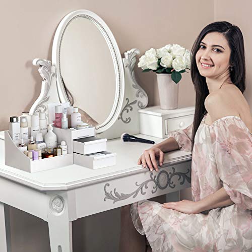 Organizador de Maquillaje con Gavetas, Escritorio Cajón De Tipo Caja de Almacenamiento de Cosméticos para Joyería Accesorios, Vitrina sobre Encimera para Baño Tocadores